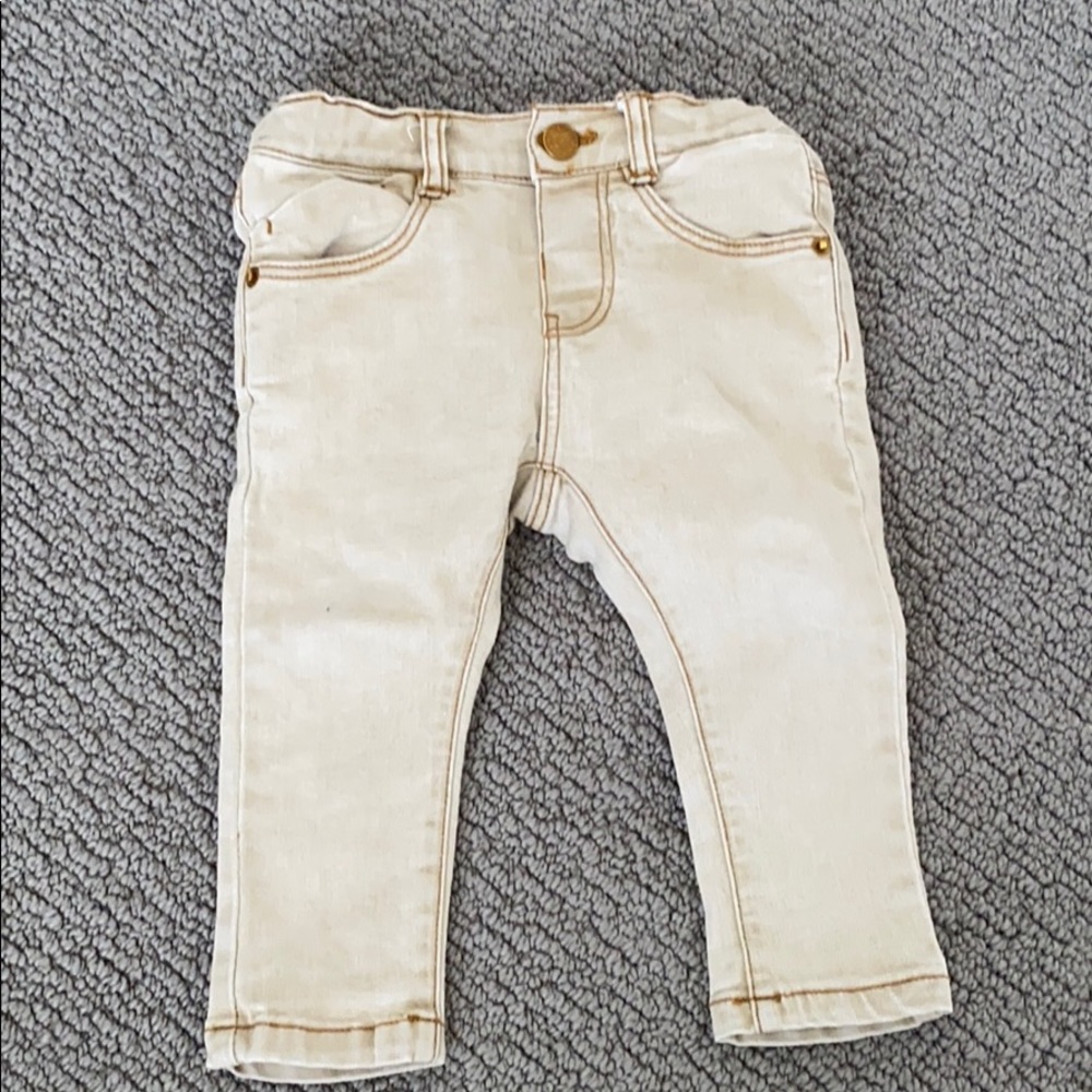 Zara tan skinny jeans with darker stitch detailing